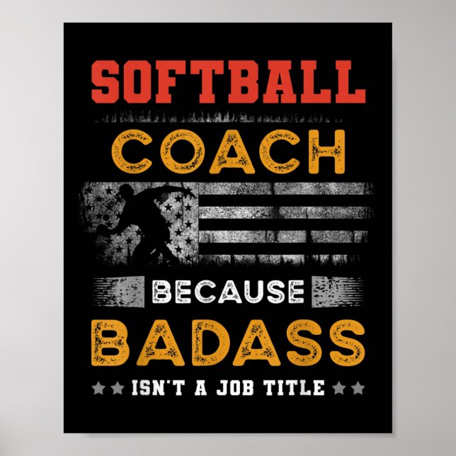 Affiche Drôle Coach Softball Cadeau Pour Hommes, Bad Softb (Devant)