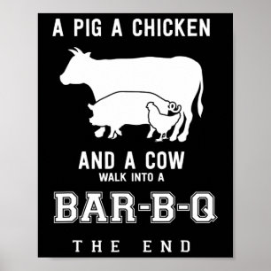 Affiche Drôle Cochon Poulet Vache Histoire De Bbq Master R