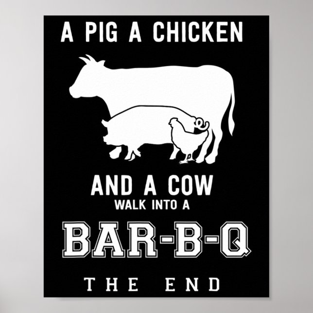 Affiche Drôle Cochon Poulet Vache Histoire De Bbq Master R (Devant)