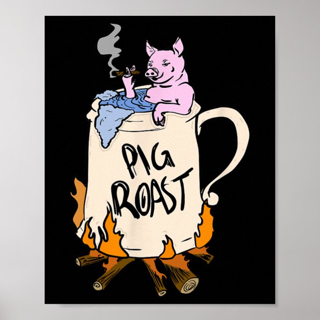 Affiche Drôle Cochon rôti rôti barbecue fête grill Master  (Devant)