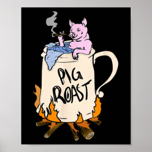 Affiche Drôle Cochon rôti rôti barbecue fête grill Master