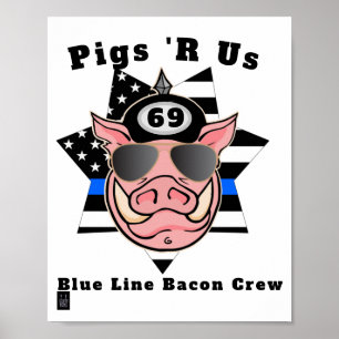 affiche drôle "cochons 'r us" "bleu ligne lard équ