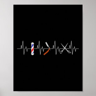 Affiche Drôle Coiffure Barbe Pole Comb Lame Beard Coeur