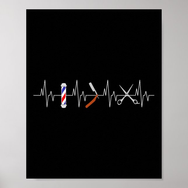 Affiche Drôle Coiffure Barbe Pole Comb Lame Beard Coeur (Devant)