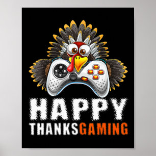 Affiche Drôle console de jeu vidéo Turquie Thanksgiving Ga
