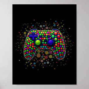 Affiche Drôle contrôleur de jeu Polka Dot Video Gamers Dot