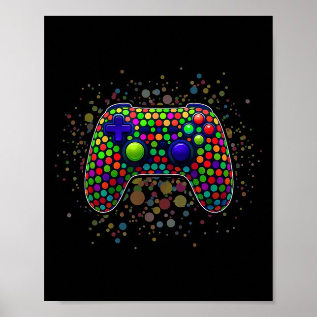 Affiche Drôle contrôleur de jeu Polka Dot Video Gamers Dot (Devant)