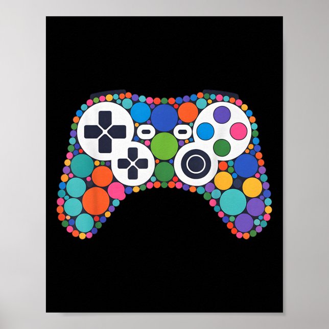 Affiche Drôle contrôleur de jeu Polka Dot Video Gamers Dot (Devant)