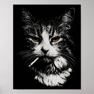 Affiche Drôle Cool Chat Fumer Mème Drôle Cat Ga