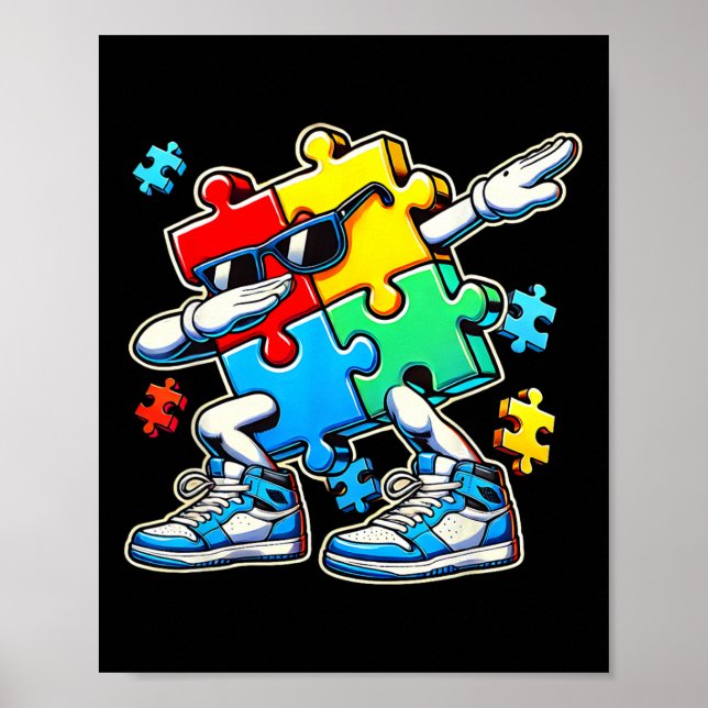 Affiche Drôle Cool Dabbing Puzzle Sensibilisation sur l'au (Devant)