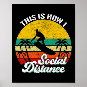 Affiche Drôle Cool Rétro Coucher de Soleil Vintage Surf Su