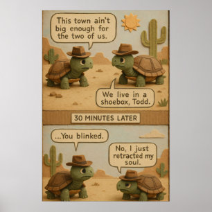 Affiche Drôle Cowboy Turtles Desert Standoff Comique