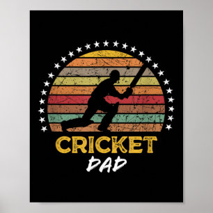 Affiche Drôle Cricket Papa Joueur Fan Coach Citation Graph