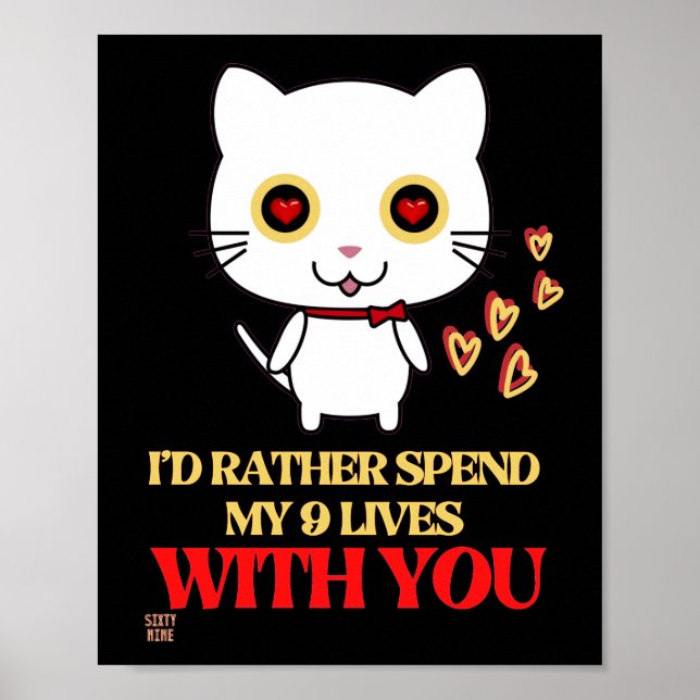 affiche drôle "CUTE CAT" (Devant)