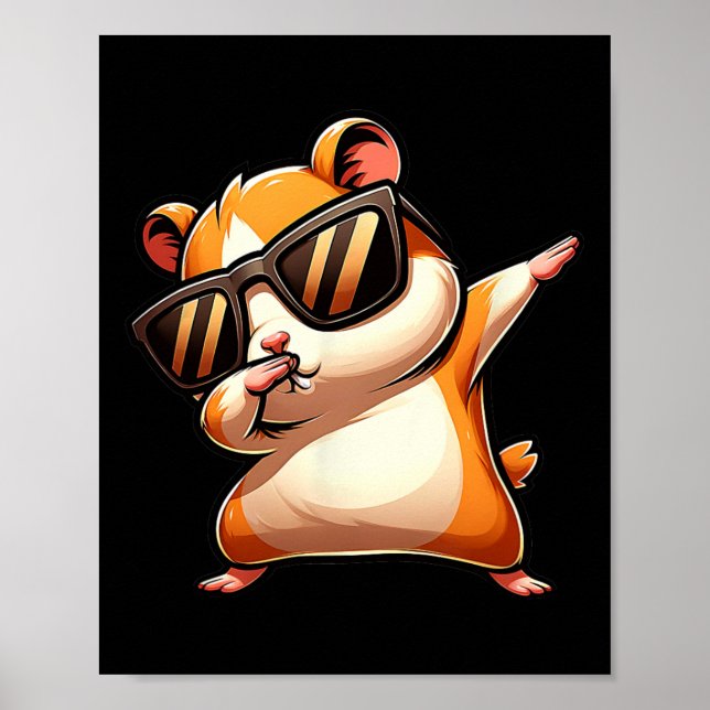 Affiche Drôle Dab Animal Dancing Dabbing Hamster meme (Devant)