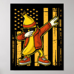 Affiche Drôle Dabbing Banana Cool Fruit Dab Drapeau améric