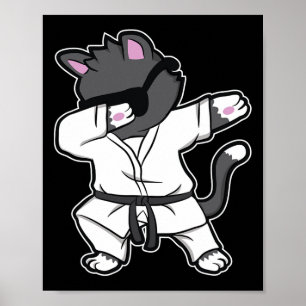 Affiche Drôle Dabbing Karate Chat Pour Les Filles Karaté