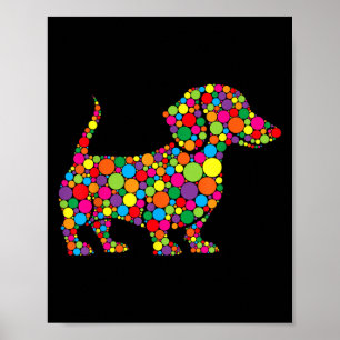 Affiche Drôle Dachshund Amoureux de les chiens Polka Dot H