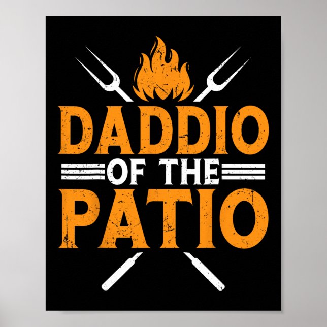 Affiche Drôle Daddio Du Patio Fête des pères Barbecue Gril (Devant)