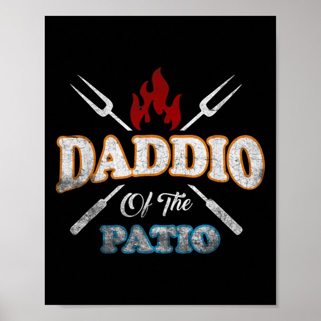 Affiche Drôle Daddio Du Patio Fête des pères Bbq Grill Qu (Devant)