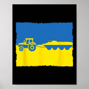 Affiche Drôle d'agriculteur ukrainien : un tracteur vole u
