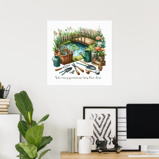 Affiche Drôle dame de jardinage fou personnalisable