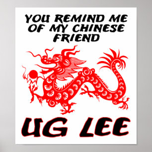 Affiche drôle d'ami chinois Ug Lee