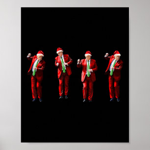 Affiche Drôle danse Trump Père Noël Noël Xmas Pyjama