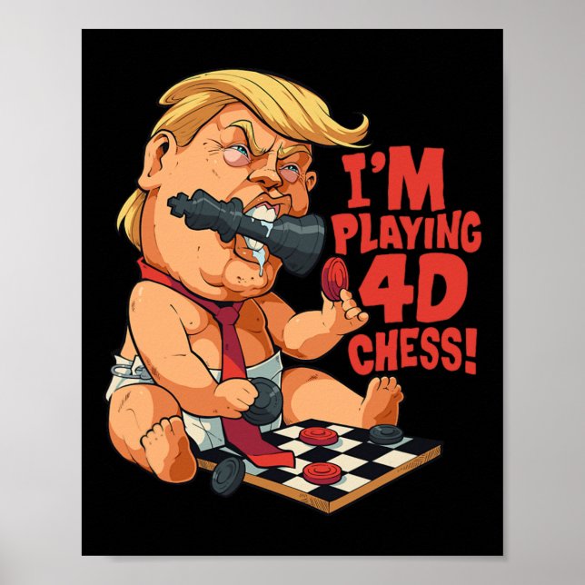 Affiche Drôle d'anti-trump par parodie d'échecs 4d Drôle d (Devant)