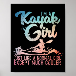 Affiche Drôle d'art de fille en kayak pour les femmes amou