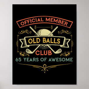 Affiche Drôle de 65e anniversaire Vieux club Golfeur de 65