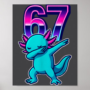 Affiche Drôle de Axolotl Dabbing 67 Mème Rétro Filles Garç