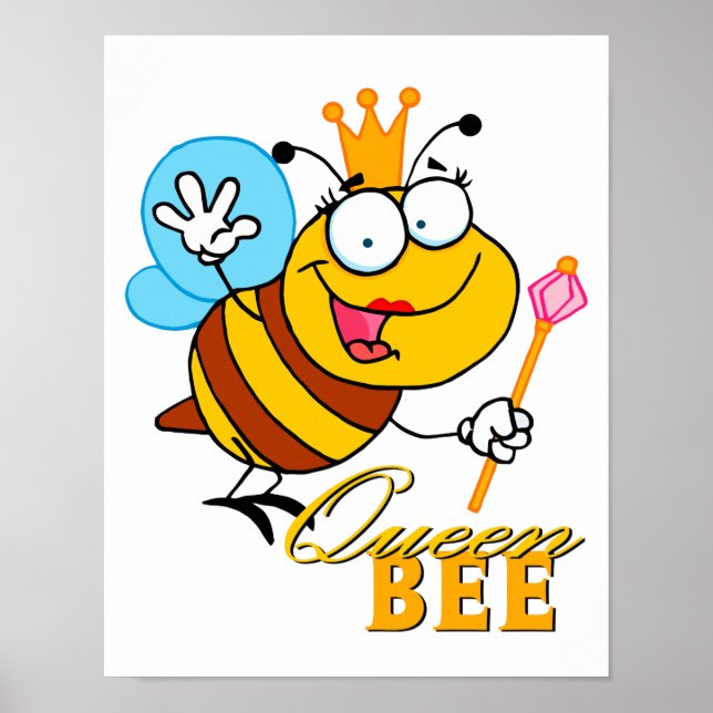 Affiche drôle de bande dessinée queen bee avec texte (Devant)