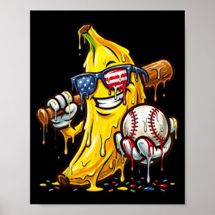 Affiche Drôle de Baseball Drip Drapeau Américain Garçons E