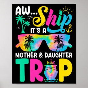Affiche Drôle de bateau maman fille pour un voyage de mère