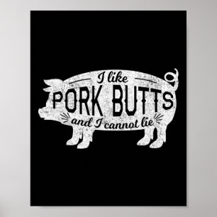 Affiche Drôle de BBQ J'aime les fesses de porc et je ne pe