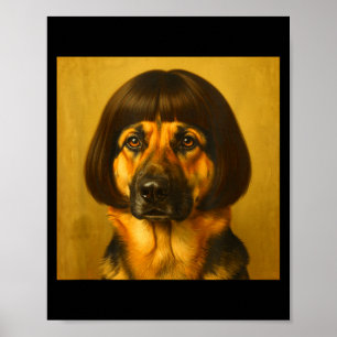 Affiche Drôle de Berger Allemand Coupe de Cheveux Bob Chie