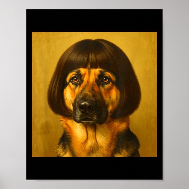 Affiche Drôle de Berger Allemand Coupe de Cheveux Bob Chie (Devant)