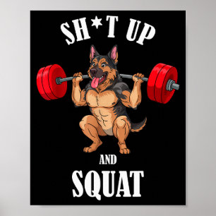 Affiche Drôle de Berger Allemand Fitness Squat Workout Wei