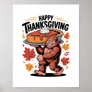 Affiche Drôle de Bigfoot Tarte au Citrouille Joyeux Thanks
