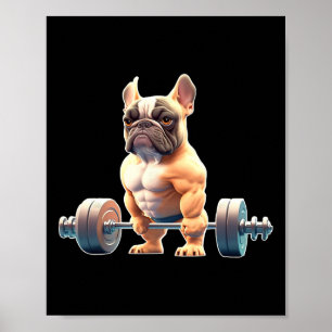 Affiche Drôle de Bodybuilding de Bouledogue Français Gym F