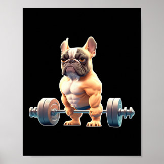 Affiche Drôle de Bodybuilding de Bouledogue Français Gym F