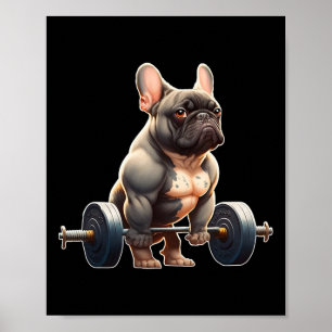 Affiche Drôle de Bodybuilding de Bouledogue Français Gym F