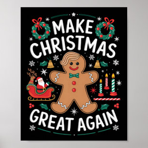 Affiche Drôle de bonhomme en pain d'épice Trump rend Noël