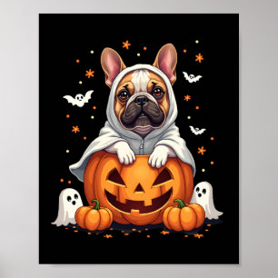 Affiche Drôle de Bulldog Anglais Fantôme Boo Halloween Fem