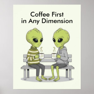 Affiche Drôle de café et d'aliens