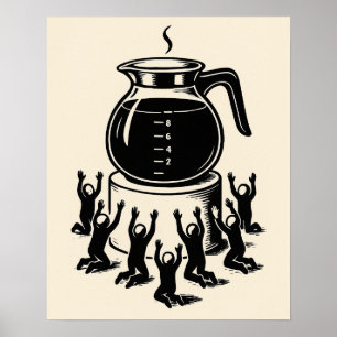 Affiche Drôle de café rétro - Adorez le café