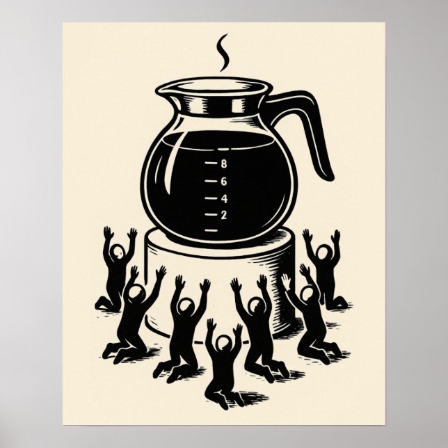 Affiche Drôle de café rétro - Adorez le café (Devant)