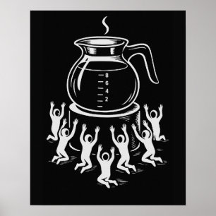 Affiche Drôle de café rétro - Adorez le café