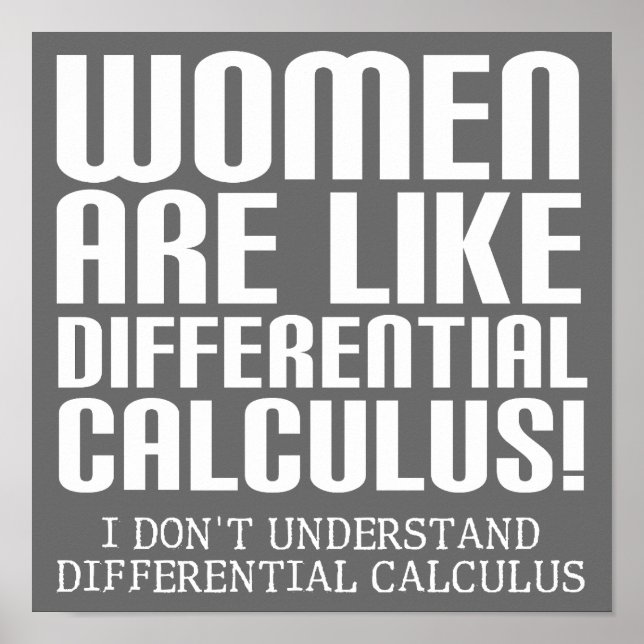 Affiche drôle de calcul différentiel pour femmes (Devant)